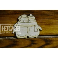Заготовка для броши "Пингвины "Вместе теплее"